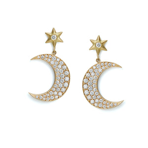 Moon And Stars | Diamond Moon Earrings