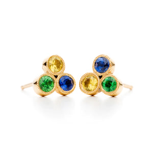 Three Jewels | Tri Color Post Earrings