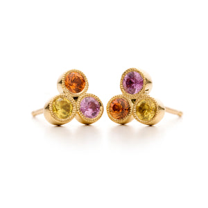 Three Jewels | Tri Color Post Earrings