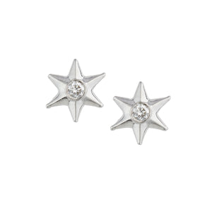 Six Point Star Posts | White Gold