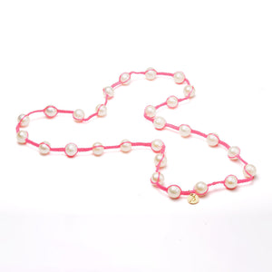 Not Your Mothers Pearls | White South Sea Pearls with Neon Pink
